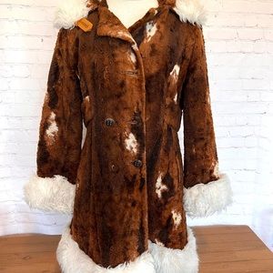 60's Furry Animal Print Coat - Size Small